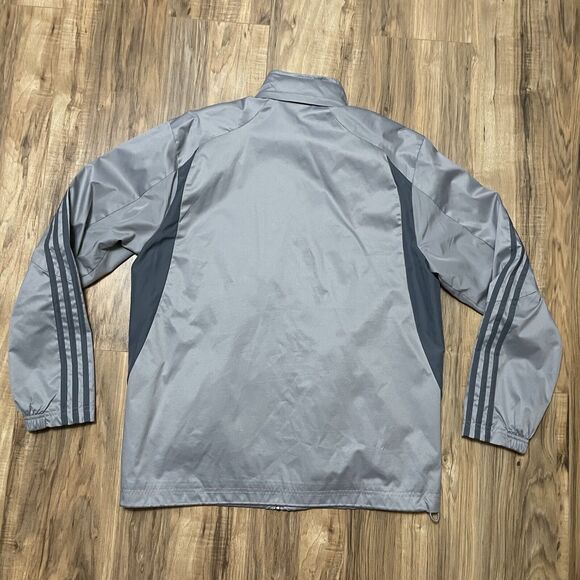 Adidas 3 Stripe Windbreaker Full Zip Jacket Mens Medium Mesh Lined Grey - Picture 9 of 9